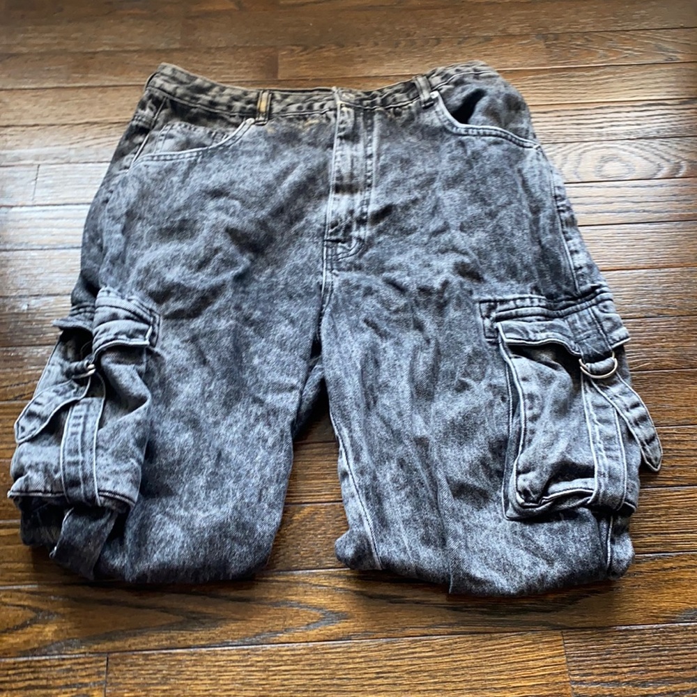 black denim cargo pants